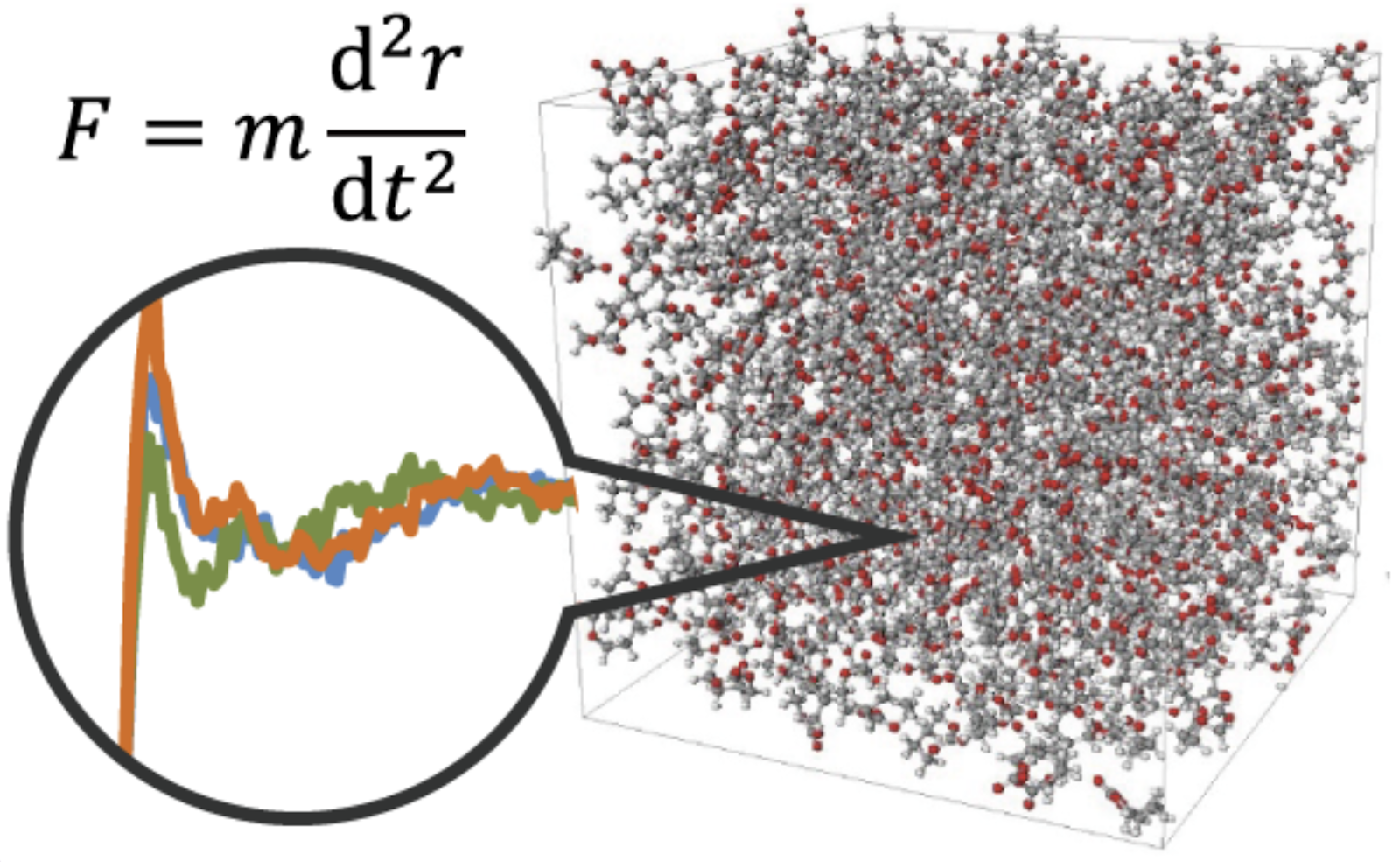 MD snapshot of mixed solvent simulation